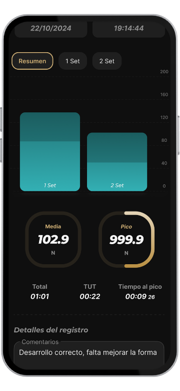 Resumen de la sesión e informes en PDF en un clic